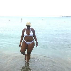 Two-piece white bikini